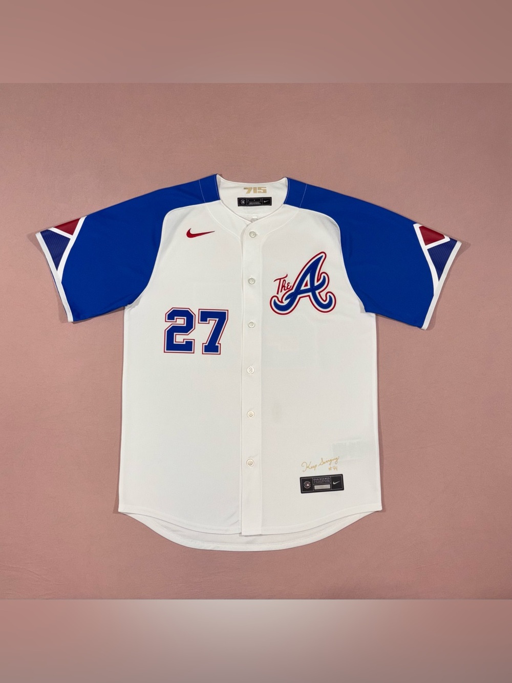 Men’s Nike Atlanta Braves #27 Riley City Connect MLB Jersey White Size MEDIUM
